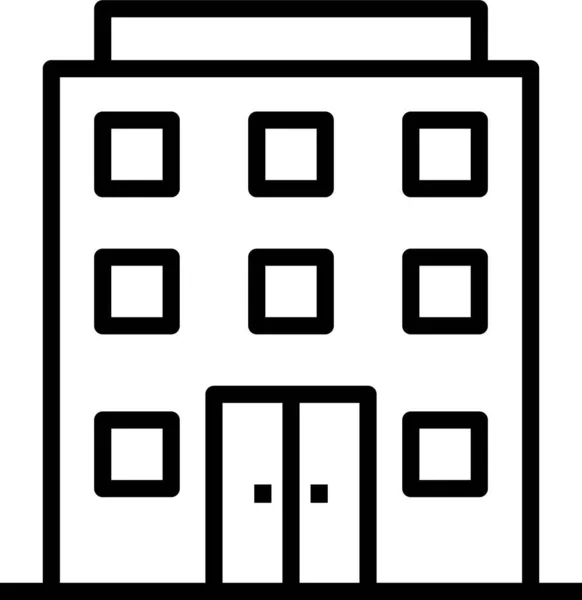 Building Hostel Hotel Icon Outline Style — Stock Vector