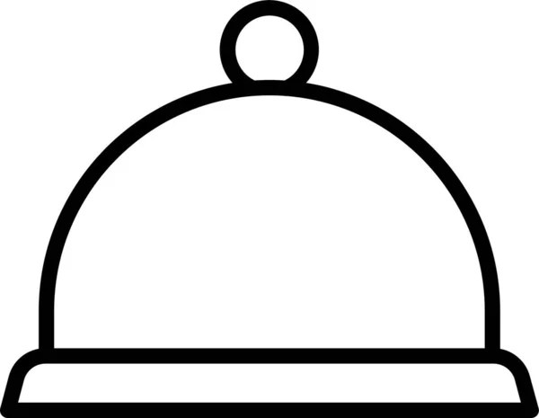 Icône Plateau Restaurant Dîner Dans Style Contour — Image vectorielle