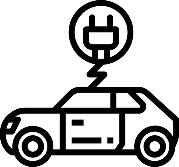 Автомобиль Зарядки Электрический Значок Стиле Очертания — стоковый вектор