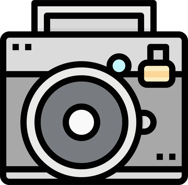 Camera Instant Foto Pictogram Gevulde Outline Stijl — Stockvector