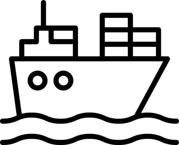 概要スタイルの貨物船輸送アイコン — ストックベクタ