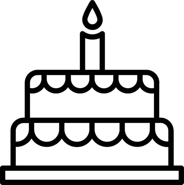 Иконка Дня Рождения Торта Стиле Набросков — стоковый вектор