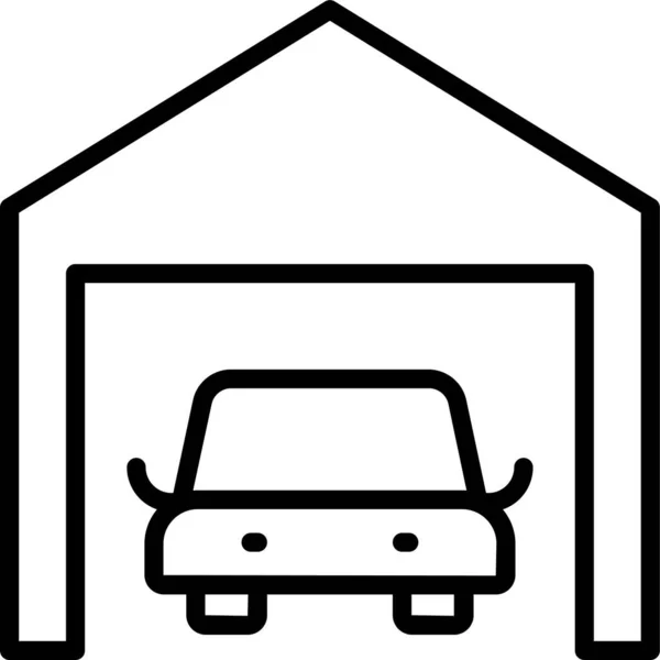 Car Parking Garage Icon Outline Style — Stock Vector