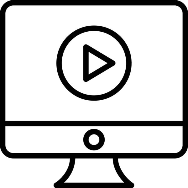 Icono Del Monitor Reproducción Vídeo Estilo Esquema — Vector de stock