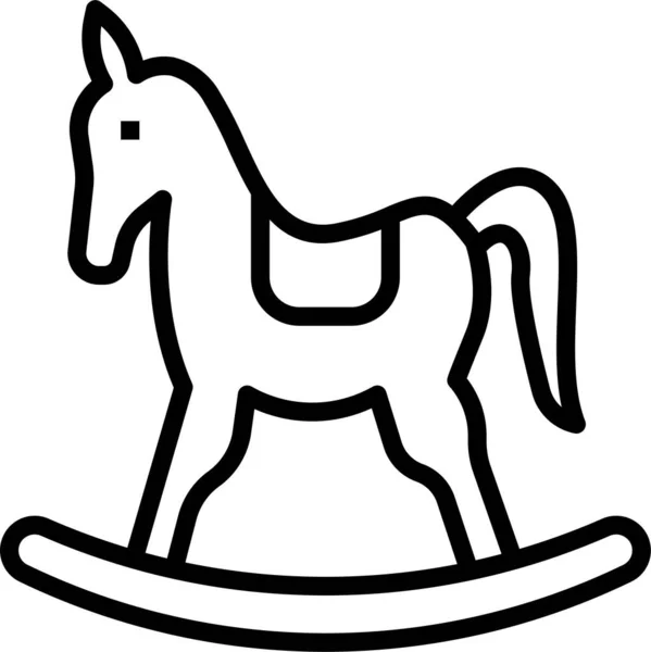Ikona Koń Rocking Zabawki Stylu Zarysu — Wektor stockowy