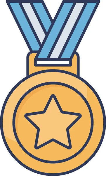 Medal Achievement Success Icon Filled Outline Style — Stock Vector