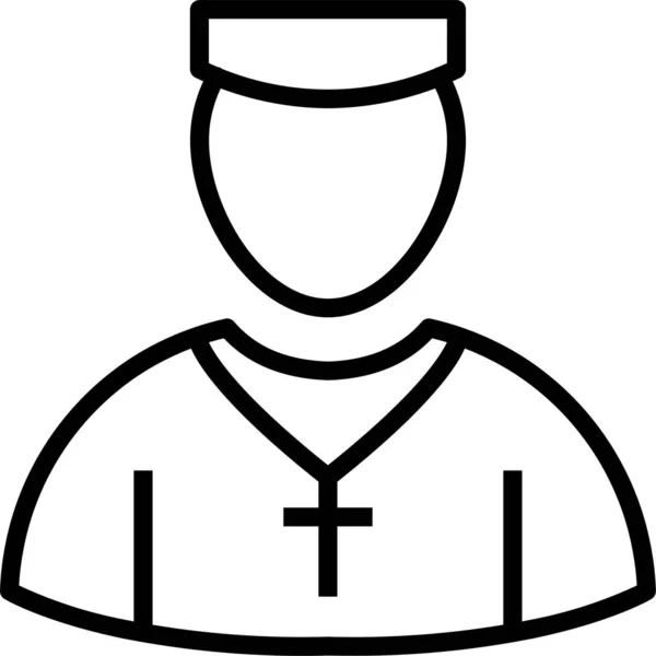 Prêtre Icône Christianité Catholique Dans Style Contour — Image vectorielle