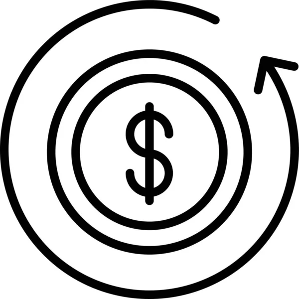Flecha Moneda Dólar Icono Estilo Esquema — Vector de stock