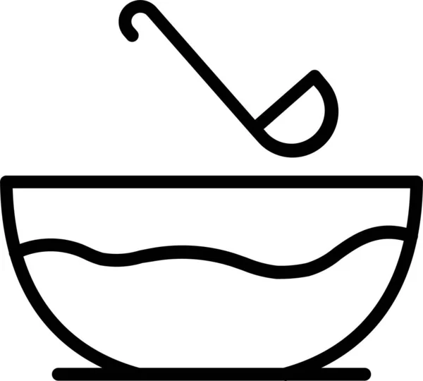 Ikon Pesta Ladle Bowl Dalam Gaya Outline - Stok Vektor