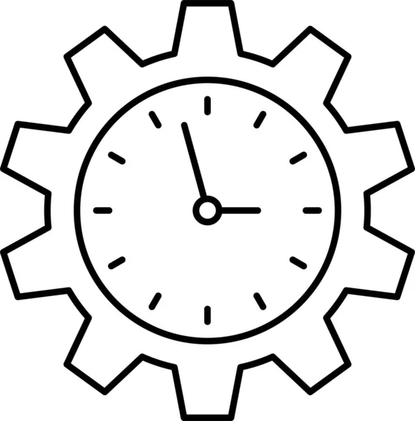 Icône Réglage Horloge Engrenage Dans Style Contour — Image vectorielle