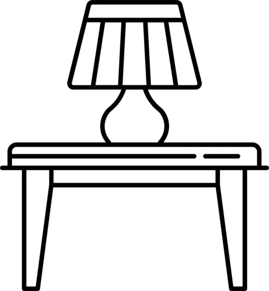 Icône Meubles Table Lampe Dans Style Contour — Image vectorielle