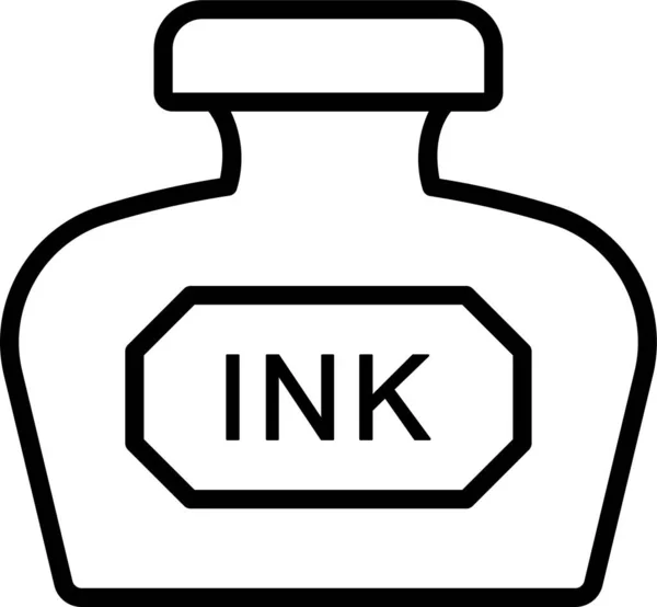 Encre Écrire Bouteille Icône Dans Style Contour — Image vectorielle