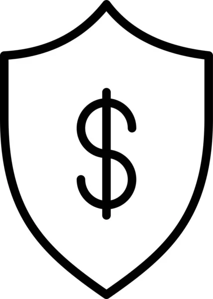 Dollar Bescherming Bank Pictogram — Stockvector