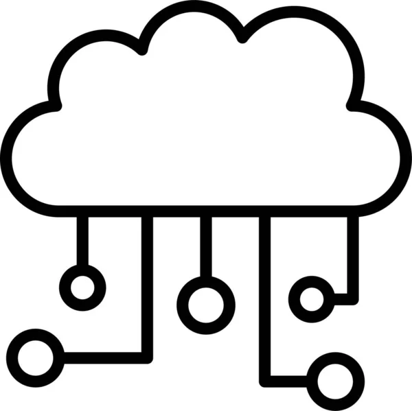 Cloud Data Technologie Icoon Grote Lijnen — Stockvector
