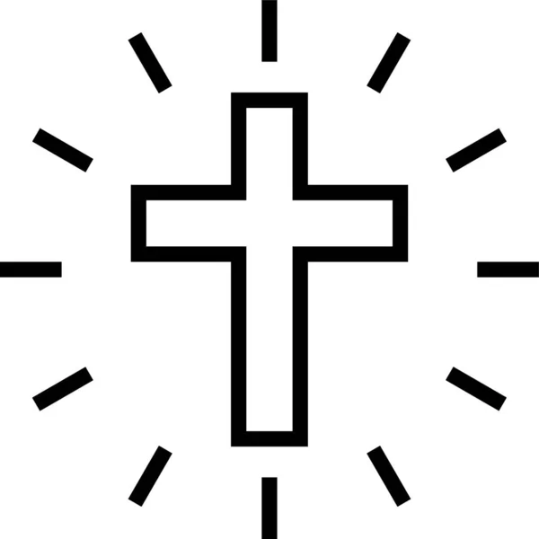 教会の宗教キリスト教のアイコンをアウトラインスタイルで — ストックベクタ