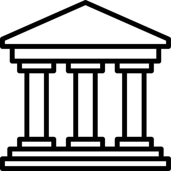 Templo Icono Histórico Hito Estilo Esquema — Vector de stock
