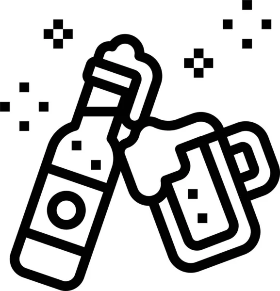 Icône Bouteille Bière Alcool Dans Style Contour — Image vectorielle