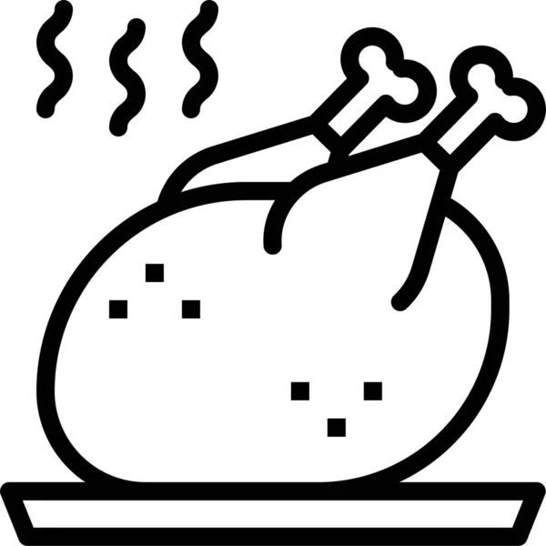 Pollo Drumstick0A Icono Comida Estilo Esquema — Vector de stock