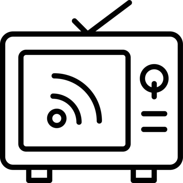 テレビWi Fi接続アイコンをアウトラインスタイルで表示 — ストックベクタ