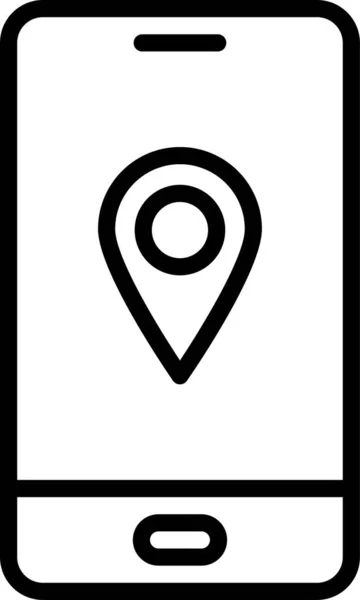 Icône Localisation Application Mobile Dans Style Contour — Image vectorielle