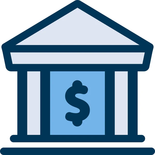 Τράπεζα Εικονίδιο Χρήματα Χρηματοδότηση Στυλ Γεμάτο Περίγραμμα — Διανυσματικό Αρχείο