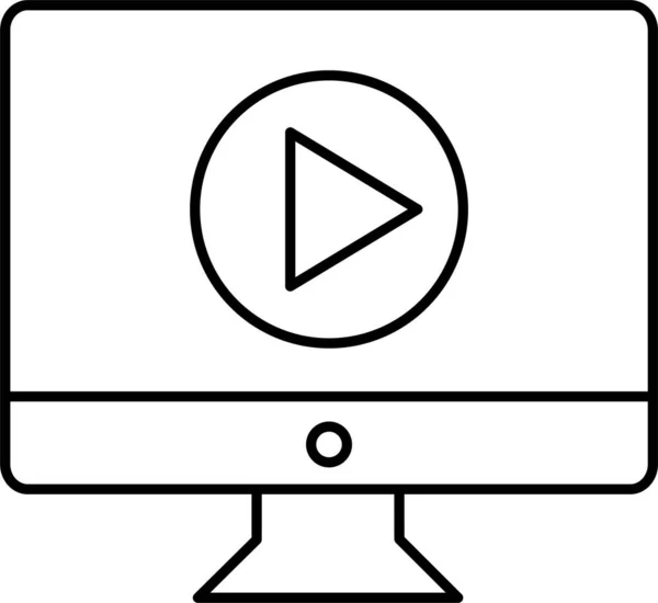 Reproducción Vídeo Icono Streaming Estilo Esquema — Vector de stock