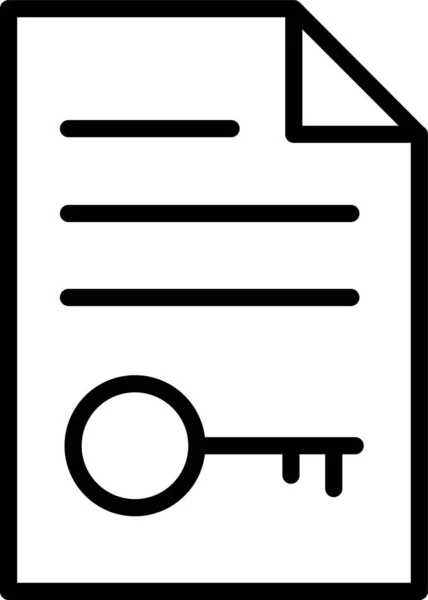 Иконка Ключа Текстового Листа Стиле Наброска — стоковый вектор