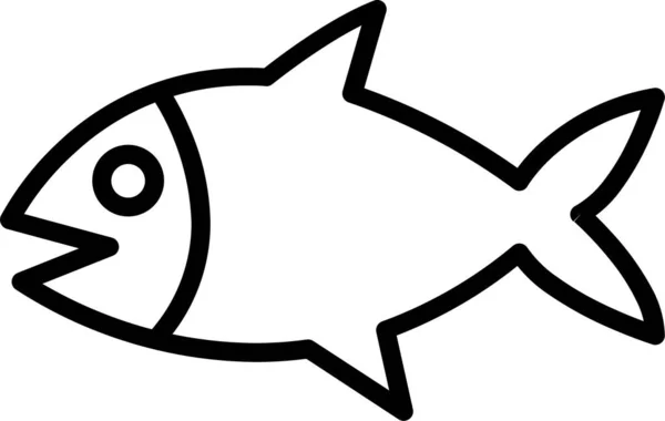 魚の海のアイコンをアウトラインスタイルで — ストックベクタ