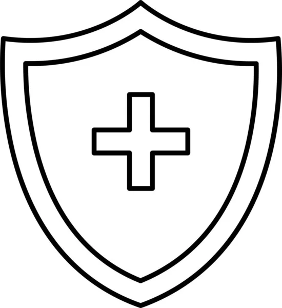 Health Insurance Shield Icon Outline Style — Stock Vector