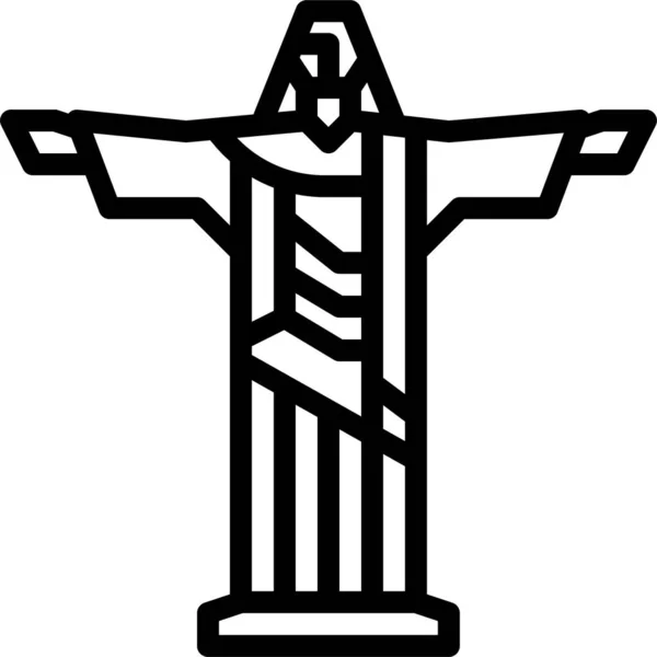 Brazil Χριστός Λυτρωτής Εικονίδιο Περίγραμμα Στυλ — Διανυσματικό Αρχείο