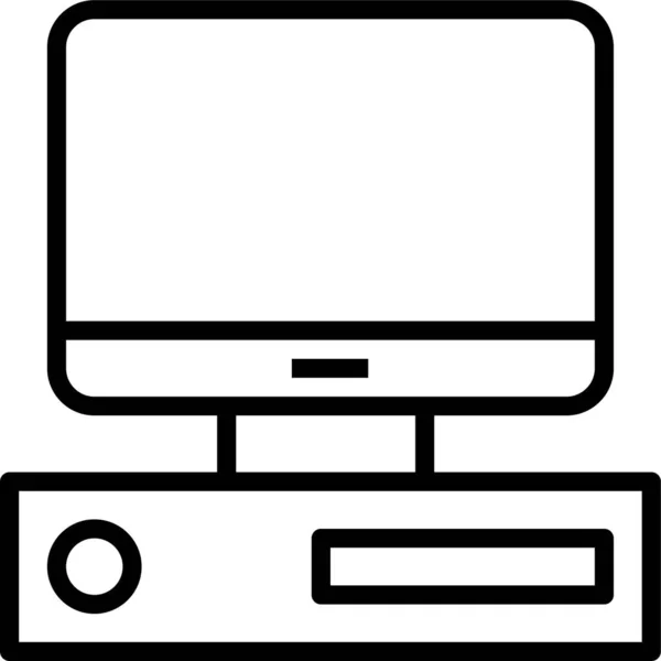 Monitorowanie Ikony Komputera Stacjonarnego Stylu Zarysu — Wektor stockowy