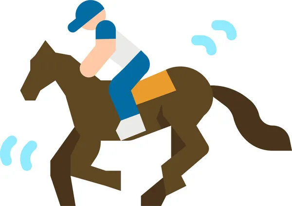 Paard Paard Jockey Pictogram Platte Stijl — Stockvector