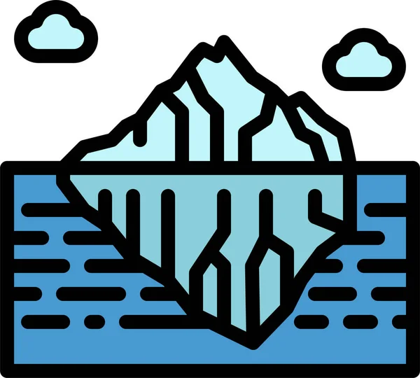 Icône Montagne Paysage Iceberg Dans Style Contour Rempli — Image vectorielle