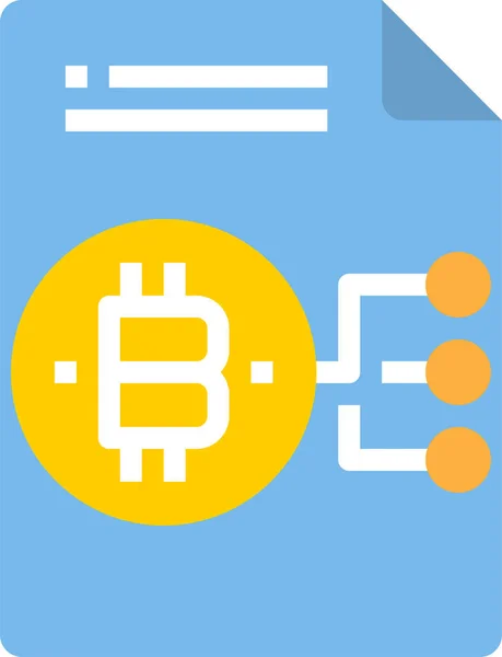 Bitcoin Wykres Dokument Ikona Płaskim Stylu — Wektor stockowy
