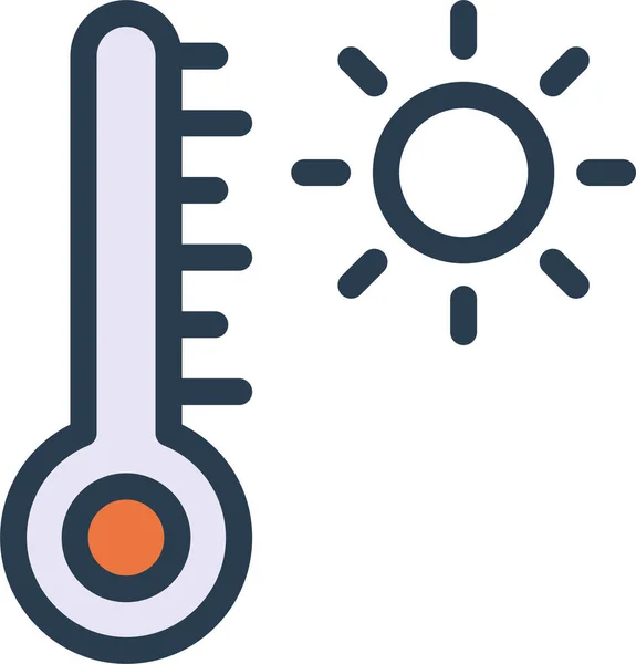 Ícone Temperatura Sol Clima Estilo Esboço Preenchido —  Vetores de Stock