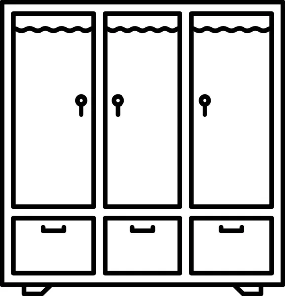 Cupboard Closet Cabinet Icon Outline Style — Stock Vector