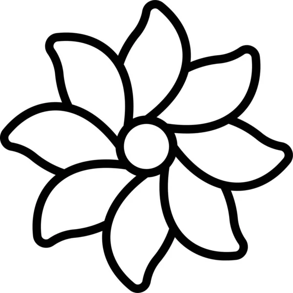 Pétales Fleur Botanique Icône Dans Style Contour — Image vectorielle