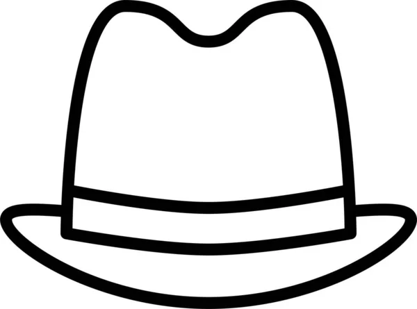 フェドーラ帽子エレガントなアイコンのアウトラインスタイル — ストックベクタ