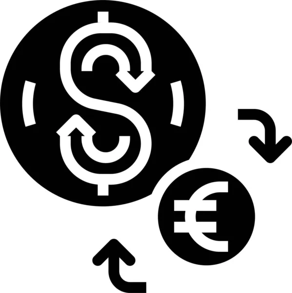 Valuta Dollár Euro Ikon Szilárd Stílusban — Stock Vector