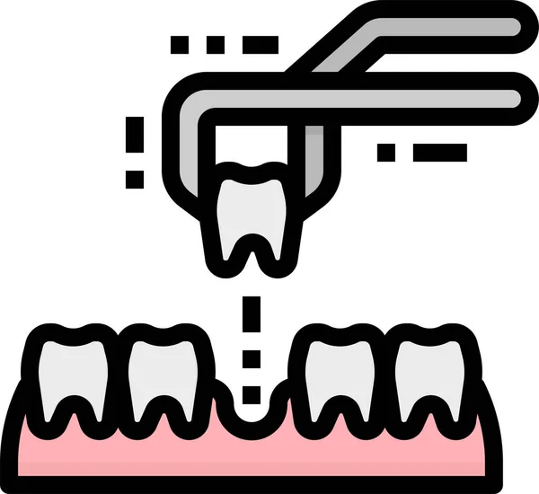 Icono Extracción Extracto Dentista Estilo Contorno Lleno — Vector de stock