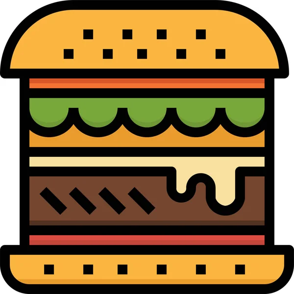 Burger Εικονίδιο Fast Food Στυλ Γεμάτο Περίγραμμα — Διανυσματικό Αρχείο