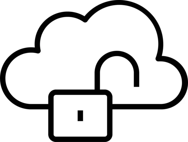 Icono Protección Bloqueo Nube Estilo Esquema — Archivo Imágenes Vectoriales