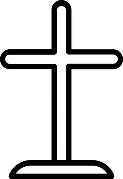 Хрест Церковної Релігії Значок Контурному Стилі — стоковий вектор
