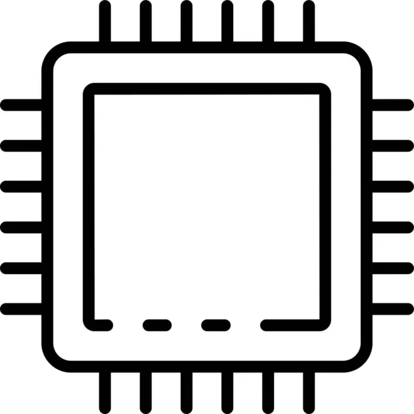 Számítógép Feldolgozó Chip Ikon Körvonalazott Stílusban — Stock Vector