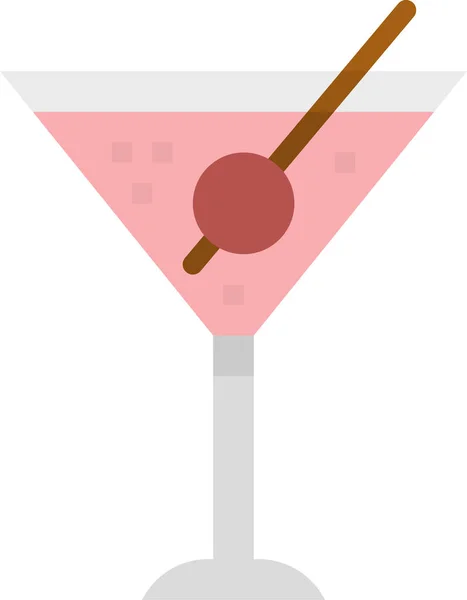 Ikon Koktail Cherry Alkohol Dalam Gaya Datar - Stok Vektor