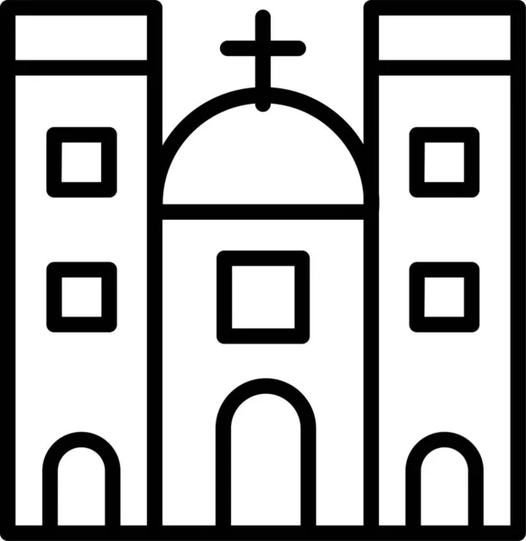 Church Building Monument Icon Outline Style — Stock Vector
