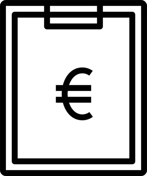 Business Clipboard Euro Symbol Umrissstil — Stockvektor