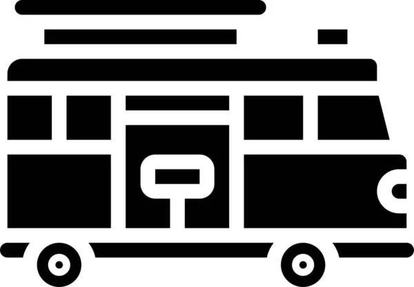 Camper Recreational Transport Icon Solid Style — Stock Vector