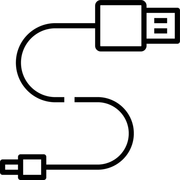 Datakabel Elektronica Icoon Outline Stijl — Stockvector