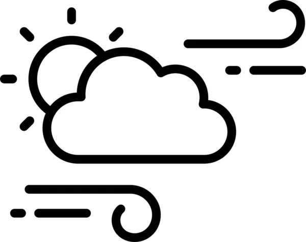 Nube Viento Sol Icono Estilo Del Esquema — Archivo Imágenes Vectoriales